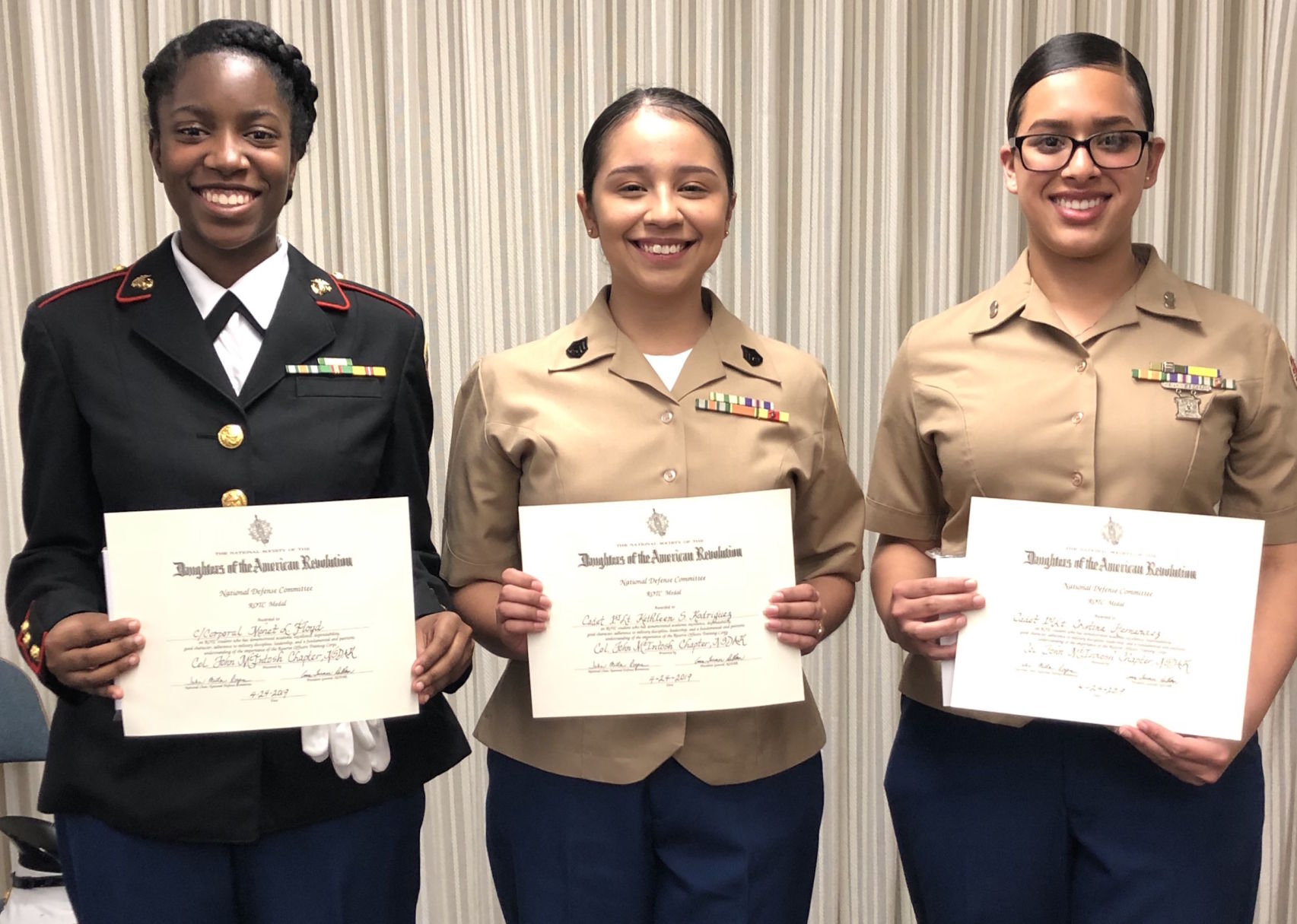 DAR awards Outstanding Cadet Medals and Certificates